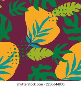 Yellow Seamless Nature Foliage Lines Background. Dark Seamless Elegant Beautiful Illustration, Seamless Wallpaper. Colorful Endless Color Vintage Template Pattern. 