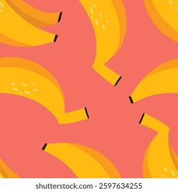 yellow seamless pattern bananas with pink background 