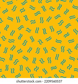 Yellow seamless pattern with blue  tiny wavy lines.