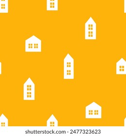Yellow seamless pattern with boho houses