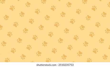 Yellow seamless pattern of dog or cat paw print for t-shirts, backgrounds, patterns, websites, showcases design, greeting cards, child prints, wallpapers etc