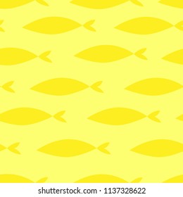 Yellow seamless pattern with fishes. Bright and sunny. Perfect for summer decor