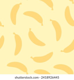 Yellow seamless pattern of flat bananas
