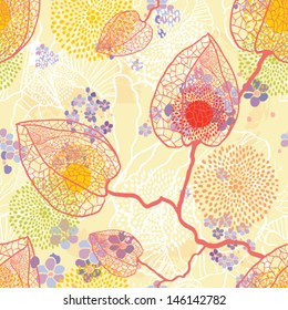 Yellow seamless pattern with flowers