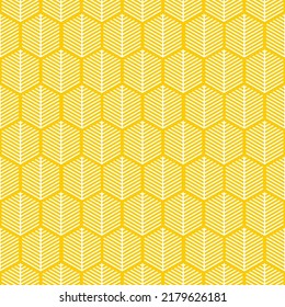 Yellow seamless pattern with geometric plant.