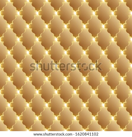 Yellow seamless pattern with glowing highlights.Wall-paper.3D graphics. Background for web design, holiday wrapper and other. Vector illustration.