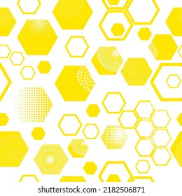 Yellow Seamless pattern honeycombs. Vector illustration
