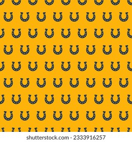 Yellow seamless pattern with navy horseshoe