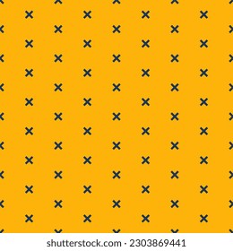Yellow seamless pattern with navy tiny cross