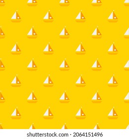 Yellow seamless pattern with yellow and orange boat,.
