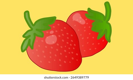 Patrón amarillo sin fisuras con fresa roja. Fondo de cerezas rojas y hojas verdes. Vector diseño bayas dulces como Fondo de pantalla