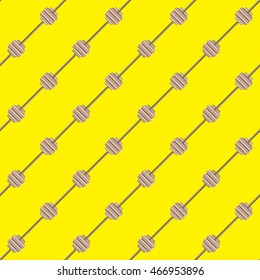 Yellow seamless pattern with sport barbell.