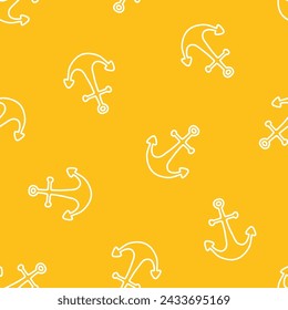 Yellow seamless pattern with white anchors