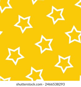 Yellow seamless pattern with white bolt stars