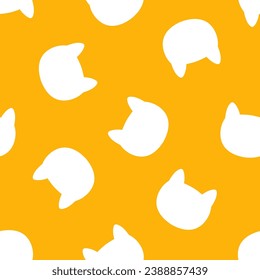 Yellow seamless pattern with white cat head