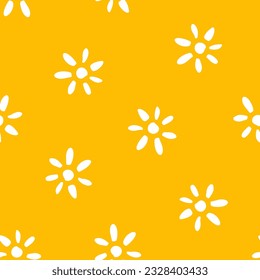Patrón ininterrumpido amarillo con flores blancas