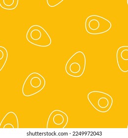Yellow seamless pattern with white outline boiled egg