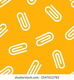 Yellow seamless pattern with white paperclip