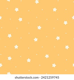 Patrón ininterrumpido amarillo con estrellas y puntos blancos