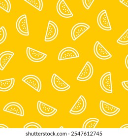 Yellow seamless pattern with white watermelon