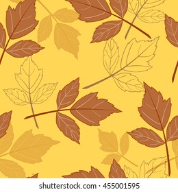 yellow Seamless pattern.Vector illustration with autumn leaves.Can be used for scrapbooking,fabric,textile,wrapping paper,package, covers.