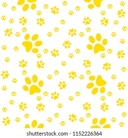 Yellow Seamless Paws Pattern Paw Background Stock Vector (Royalty Free ...