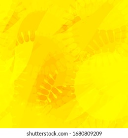 Yellow seamless texture with blots. Stilized floral elements.