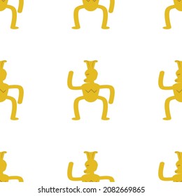 Yellow Seamless Tribal People Pattern