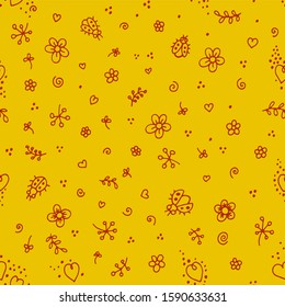 yellow seamless vector leaves eco summer pattern 