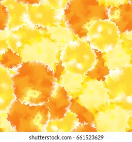 Yellow seamless watercolor texture background. Remarkable abstract pattern, expressive messy vector illustration.