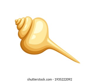 Yellow seashell simple nautical souvenir vector illustration isolated on white background
