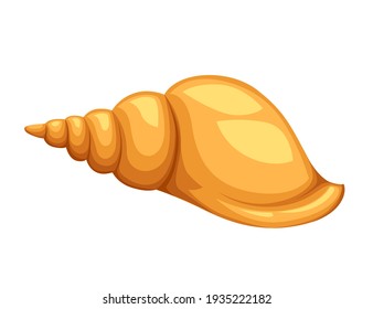 Ilustración vectorial de la concha marina simple y amarilla aislada en fondo blanco