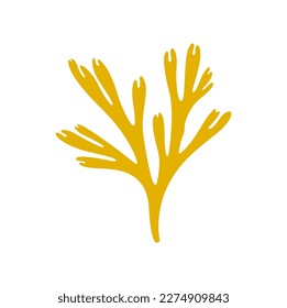 Yellow seaweed plant, galaxy coral, seaweed sea bottom decoration cartoon icon. Vector soft underwater plant, undersea fauna. Stony coral aquarium plant