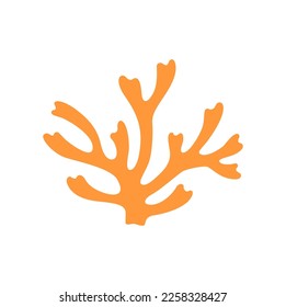 Yellow seaweed plant, soft or stony underwater plant, undersea fauna. Vector coral cartoon aquarium plant, seaweed decoration of sea bottom