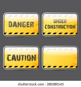 Yellow security warning banner set Caution, Do not cross, Do not enter, Danger. For web, criminal and law design