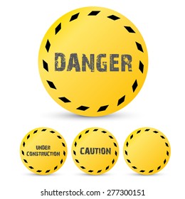 Yellow security warning tapes set Caution, Do not cross, Do not enter, Danger. For web, criminal and law design