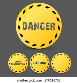 Yellow security warning tapes set Caution, Do not cross, Do not enter, Danger. For web, criminal and law design