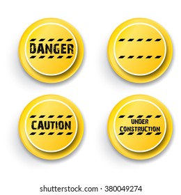 Yellow security warning tapes set Caution, Do not cross, Do not enter, Danger. For web, criminal and law design. Danger sign