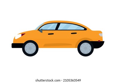 Yellow Sedan Car On White Background