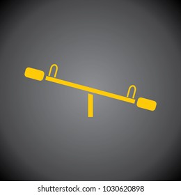 Yellow Seesaw icon on black background.