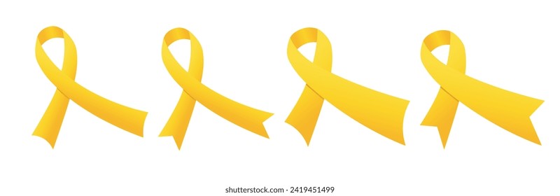 Yellow September Ribbon Vector EPS. Yellow September is symbolized by a yellow ribbon. Yellow ribbon on white background.