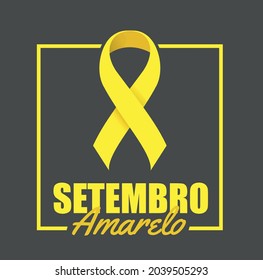 Yellow September (SETEMBRO AMARELO), month of life appreciation. Square banner with vector illustration. Dark background