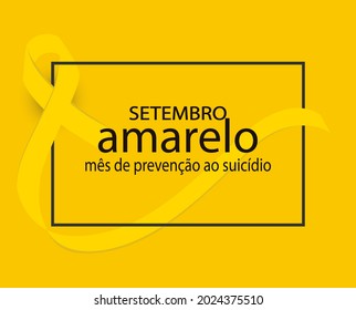 Yellow September Suicide Prevention Month In Portuguese Language. Setembro Amarelo Vector. Yellow Awareness Ribbon.