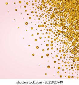 Fondo rosa del vector de arte de la secuencia amarilla. Diseño de puntos vectores. Tarjeta brillante Círculo de Oro. Brilla Patrón Dorado.