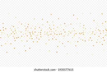 Yellow Sequin Festive Transparent Background. Christmas Round Invitation. Golden Rain Anniversary Texture. Glow Light Pattern.