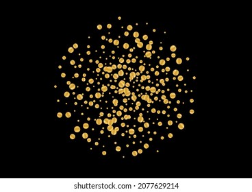 Yellow Sequin Glitter Frame. Holiday Circle Background. Golden Confetti Blink Design. Metallic Foil Texture. Gradiment Beautiful Pattern.