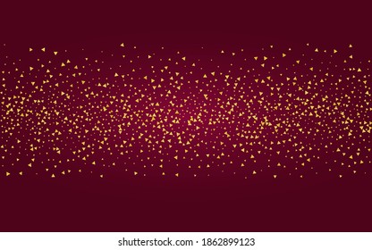 Gelbe Sequin Moderner Burgunder Hintergrund. Helle Karte. Golden Confetti Happy Postcard. Regeneffektmuster