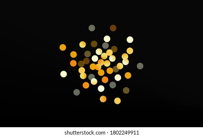 Yellow Sequin Vector Black Background. Happy Confetti Invitation. Gold Dust Effect Pattern. Sparkle Golden Card.