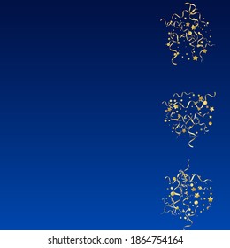 gelber serpentinaler, vektor-blauer Hintergrund. Einziger Star-Poster. Band-festliche Vorlage. Gold Paper Design.