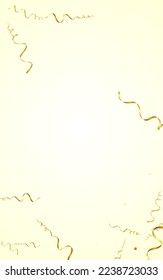Yellow Serpentine Decoration Vector Light Background. Celebrate Ribbon Design. Confetti Christmas Branch. Golden Celebration Poster.